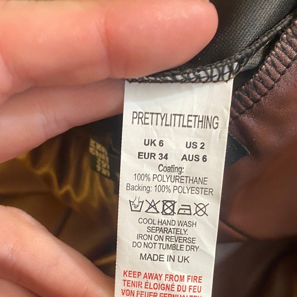 Pretty Little Things Faux Leather Chocolate Brown Flare Pants - Picture 4 of 6